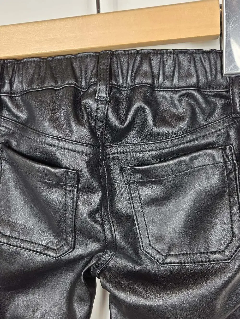 Baby Gap Girls Size 4 Black Faux Leather Flare Pants Y2K
